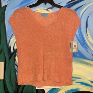 Cece Orange Short Sleeve Shimmer Top
